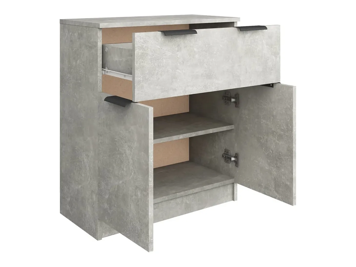 Aparador de madera contrachapada gris hormigón 60x30x70 cm