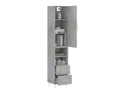 Aparador de madera contrachapada gris hormigón 34,5x34x180 cm ES65164