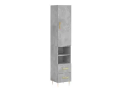 Aparador de madera contrachapada gris hormigón 34,5x34x180 cm ES65164