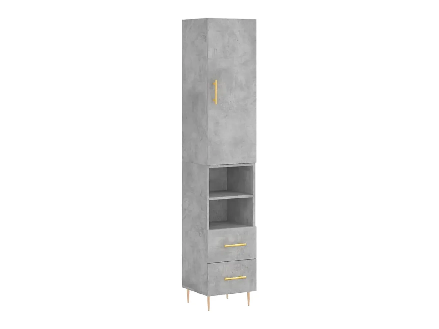 Aparador de madera contrachapada gris hormigón 34,5x34x180 cm ES65164