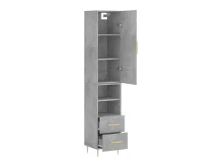 Aparador de madera contrachapada gris hormigón 34,5x34x180 cm ES65164