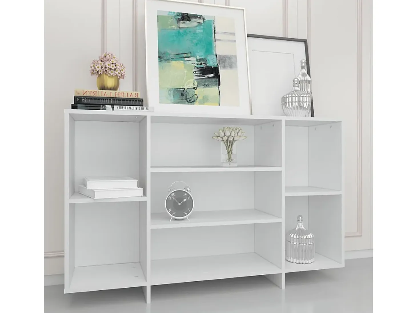Aparador de madera contrachapada blanco 120x30x75 cm ES10520