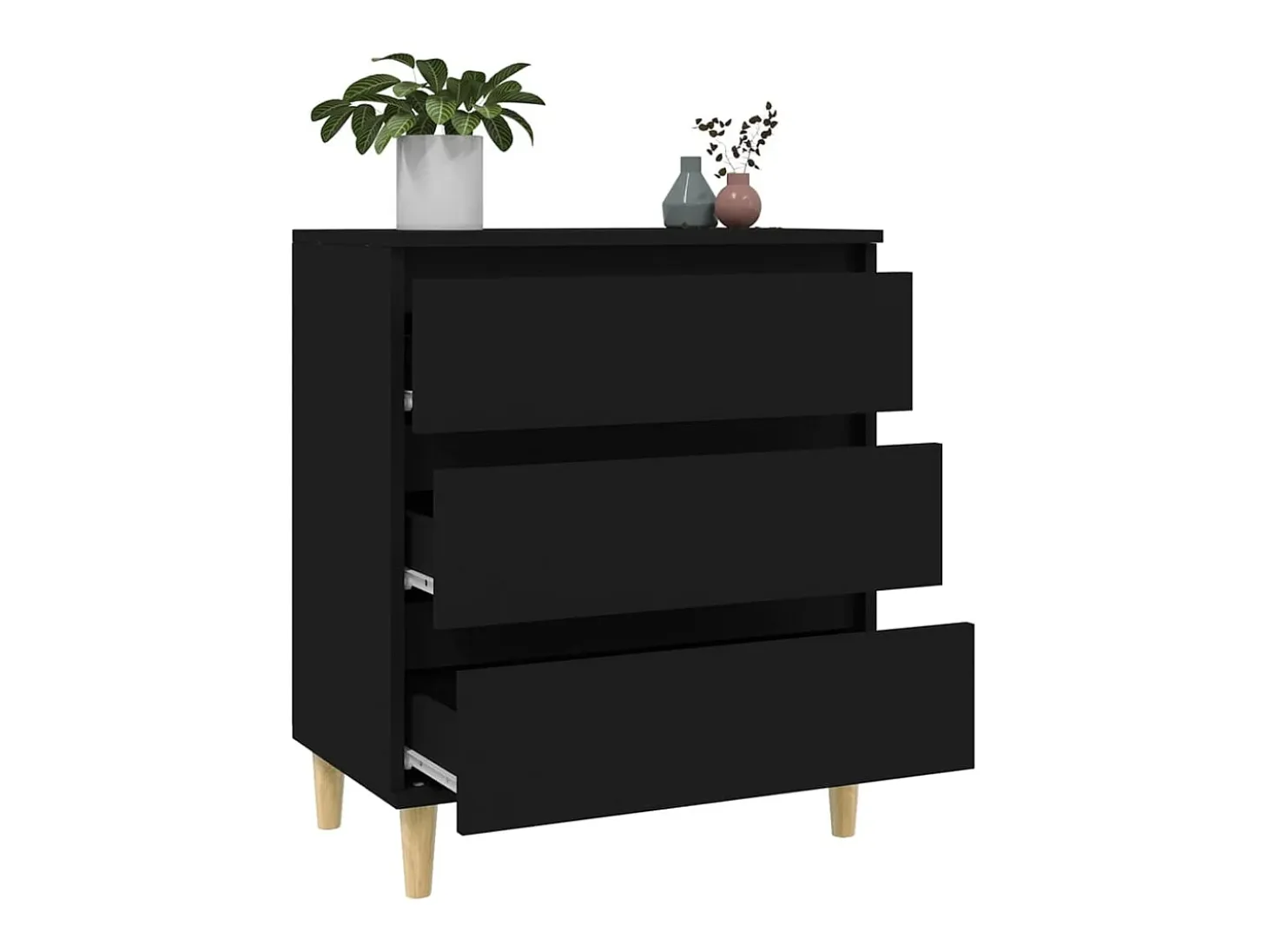 Aparador de madera contrachapada negro 60x35x70 cm ES11627