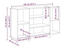 Aparador de madera contrachapada blanco 120x30x75 cm