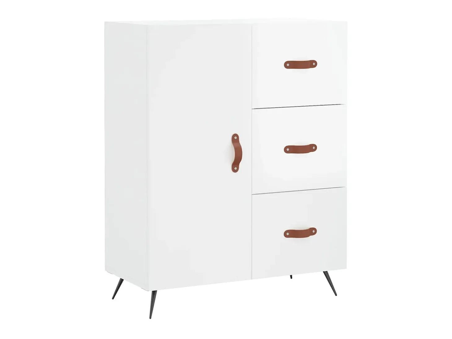 Aparador de madera contrachapada blanco brillante 69,5x34x90 cm