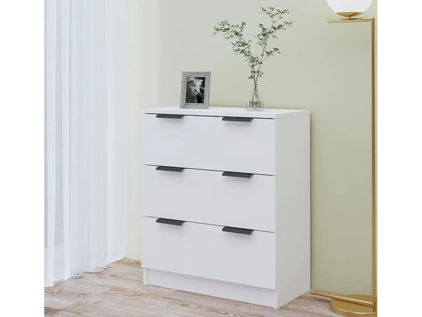 Aparador de madera contrachapada blanco 60x30x70 cm ES29080