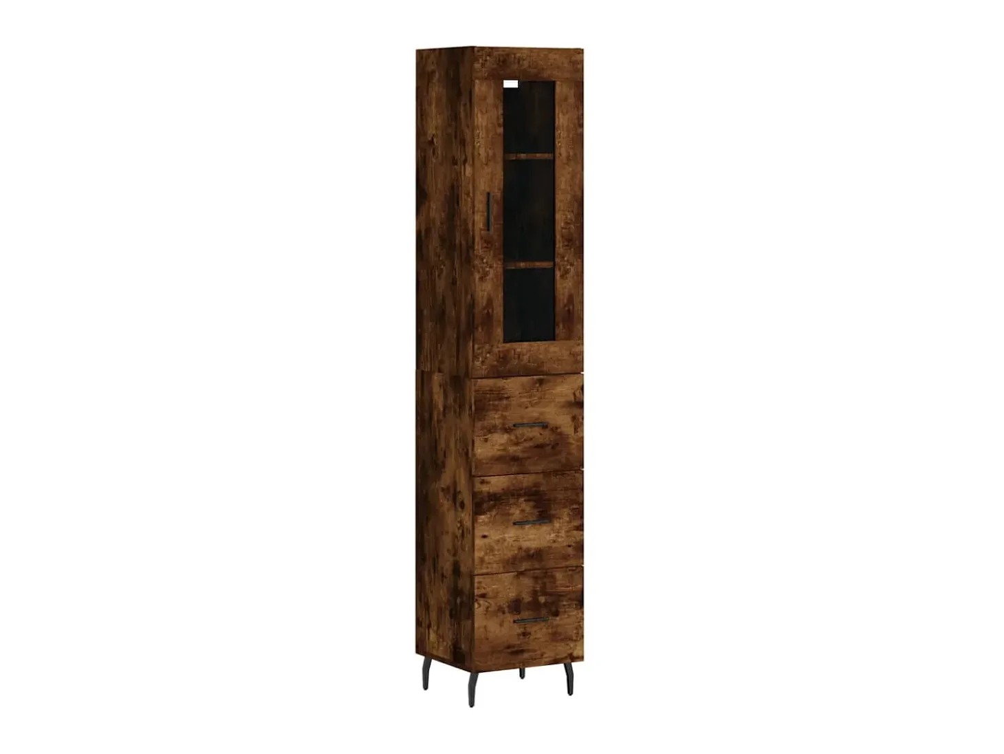 Aparador de madera contrachapada roble ahumado 34,5x34x180 cm ES35283