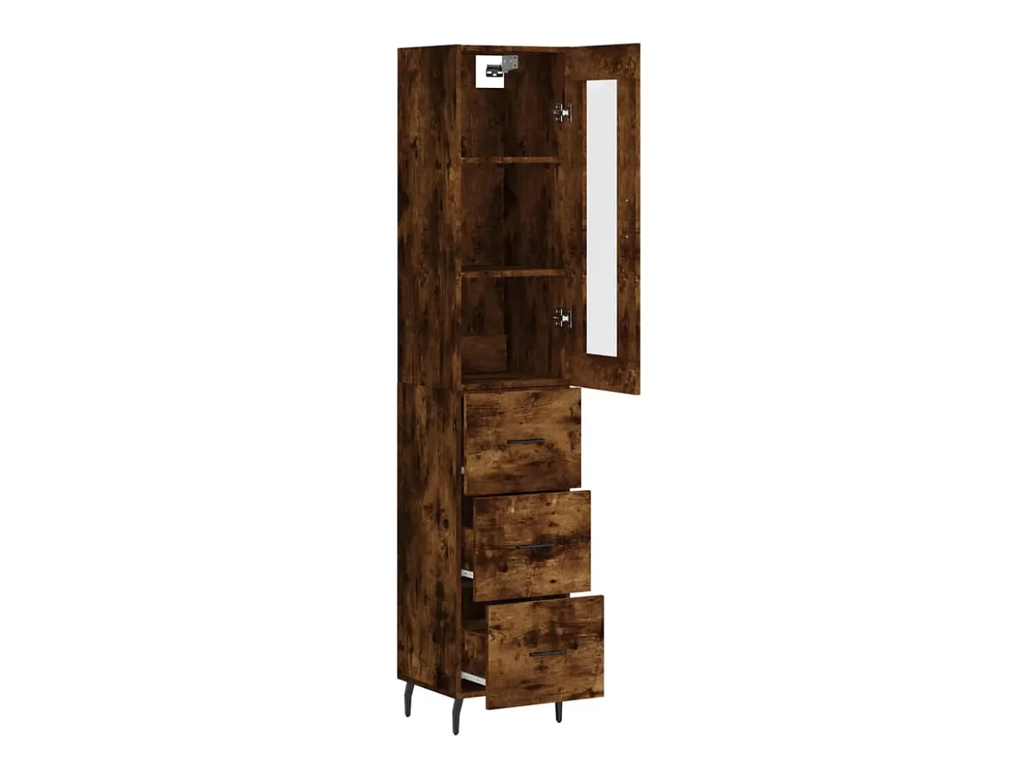Aparador de madera contrachapada roble ahumado 34,5x34x180 cm ES35283
