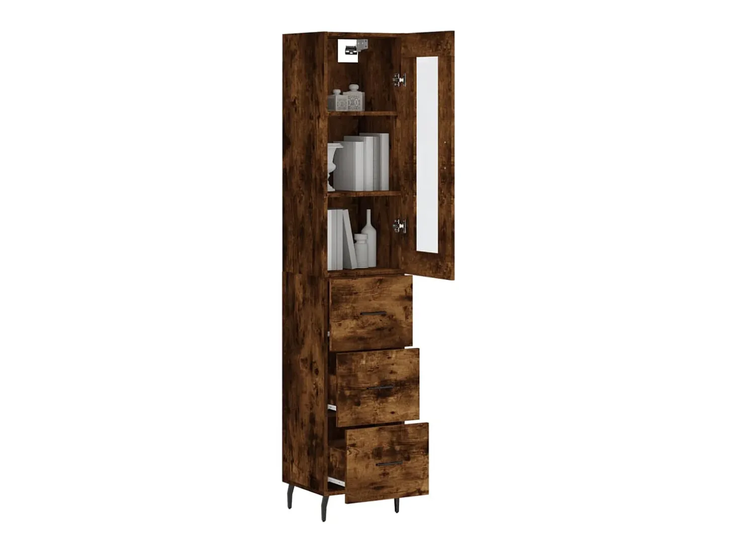Aparador de madera contrachapada roble ahumado 34,5x34x180 cm ES35283