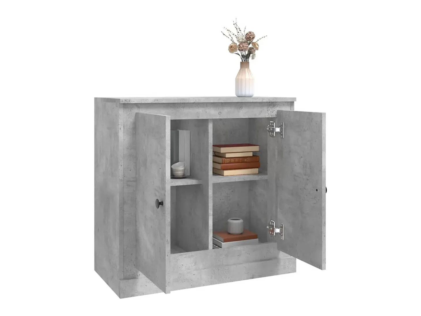 Aparador de madera contrachapada gris hormigón 70x35,5x67,5 cm