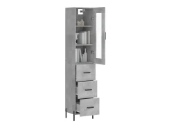 Aparador de madera contrachapada gris hormigón 34,5x34x180 cm ES27124