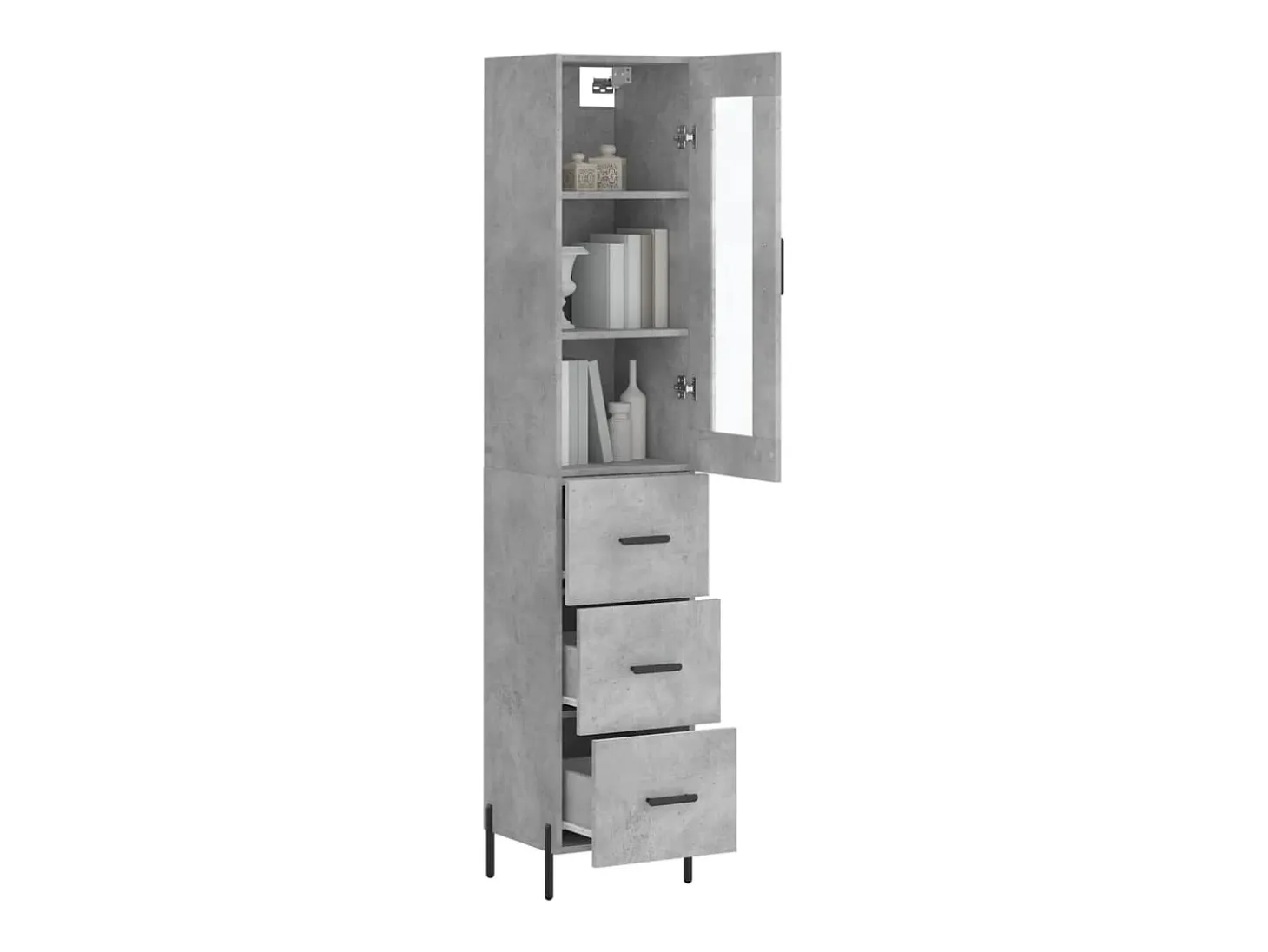 Aparador de madera contrachapada gris hormigón 34,5x34x180 cm ES27124