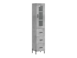 Aparador de madera contrachapada gris hormigón 34,5x34x180 cm ES27124