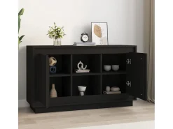 Aparador de madera contrachapada negro 102x35x60 cm