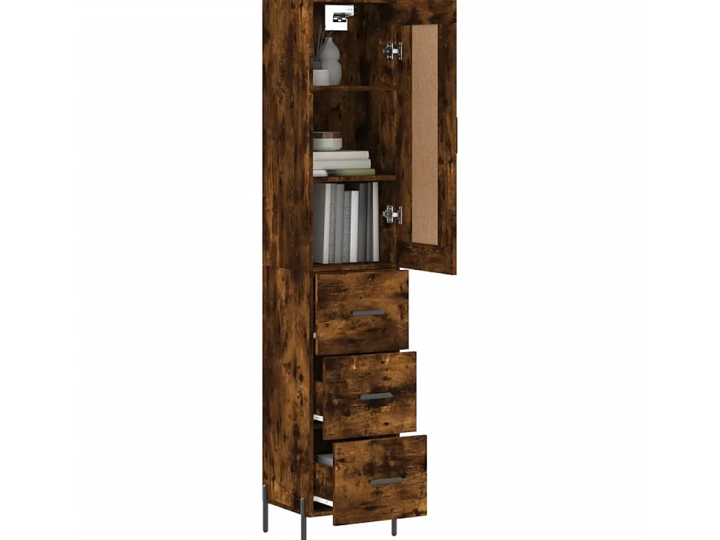 Aparador de madera contrachapada roble ahumado 34,5x34x180 cm ES30959