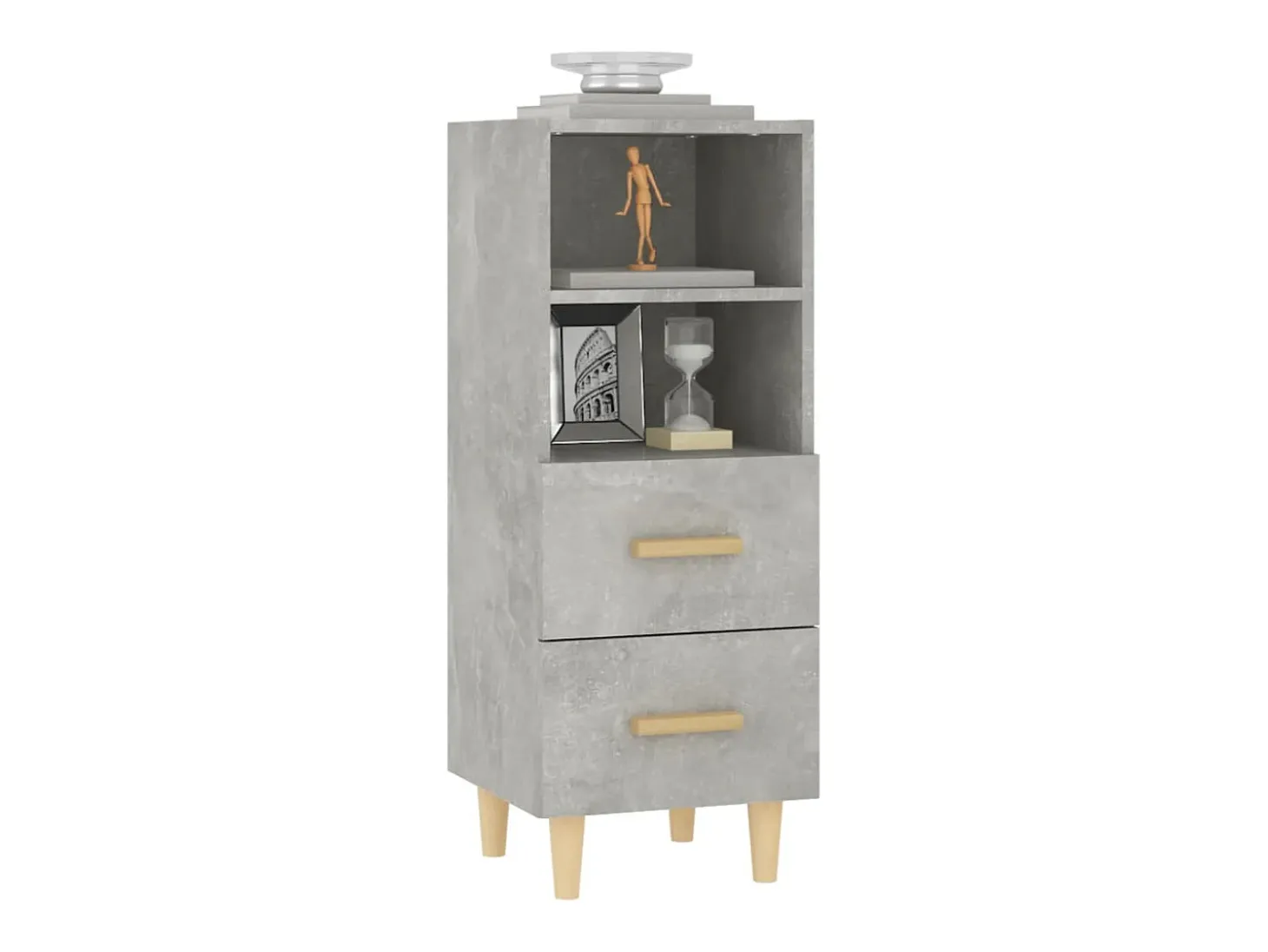Aparador de madera contrachapada gris hormigón 34,5x34x90 cm