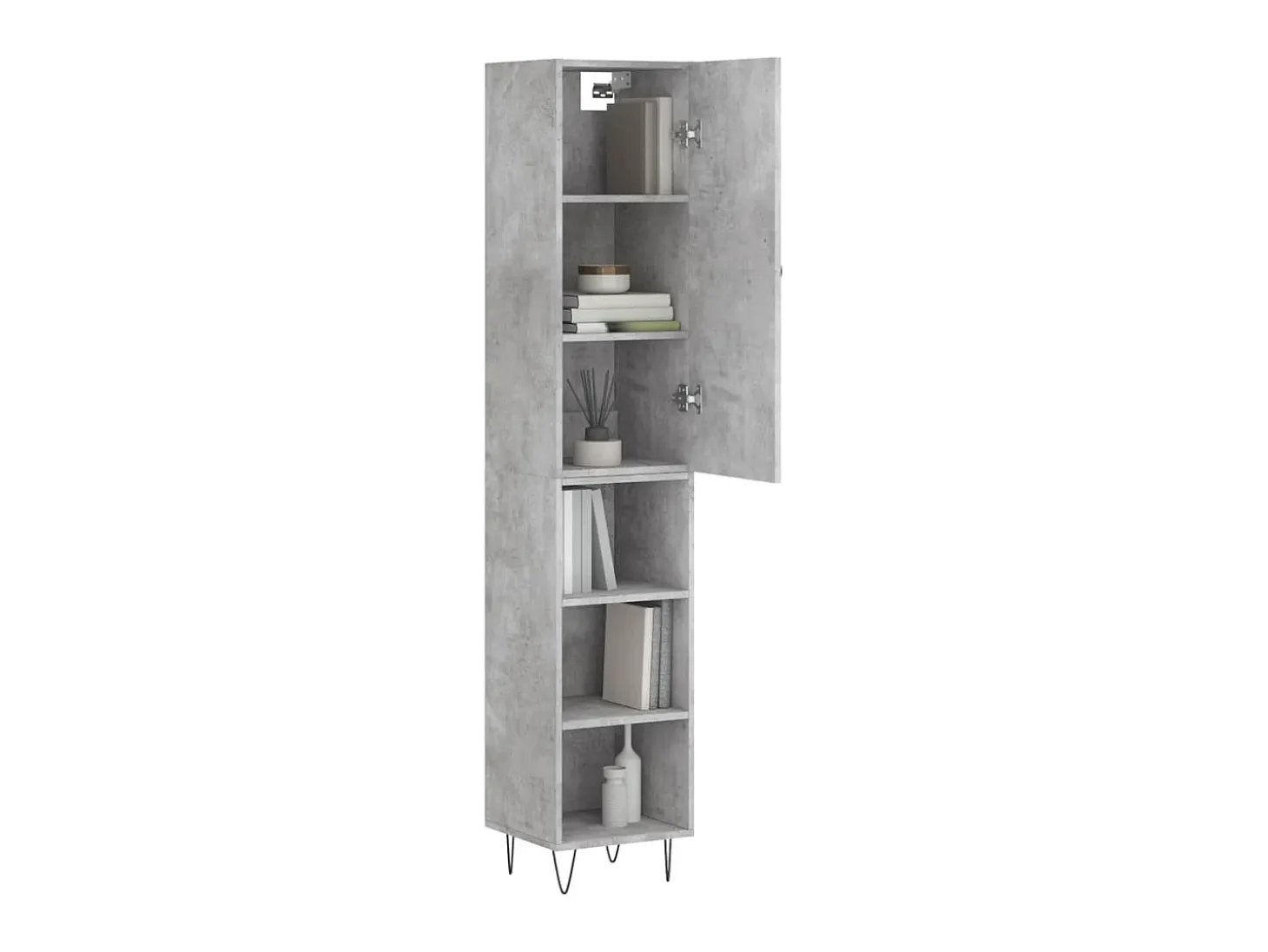 Aparador de madera contrachapada gris hormigón 34,5x34x180 cm ES55702
