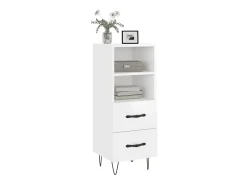 Aparador de madera contrachapada blanco brillante 34,5x34x90 cm ES34407