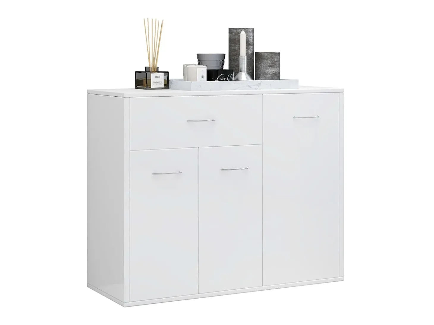 Aparador de madera contrachapada blanco brillante 88x30x70 cm ES90545