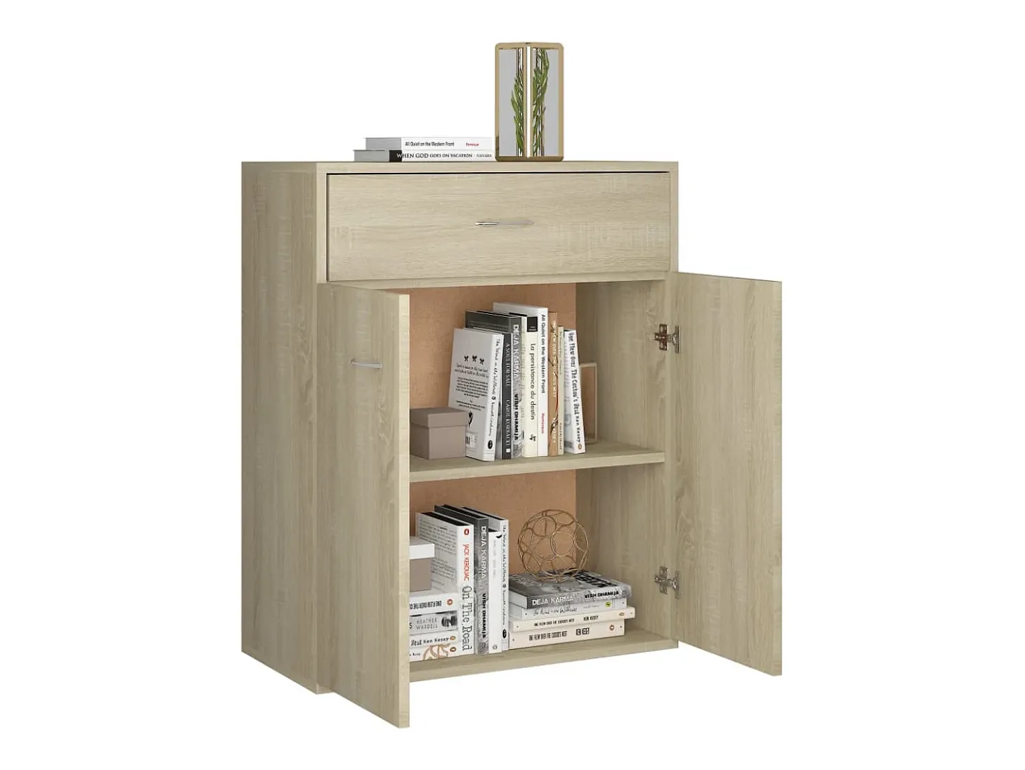 Aparador de madera contrachapada color roble Sonoma 60x30x75 cm