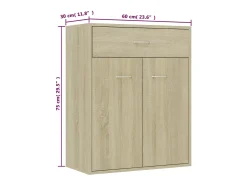 Aparador de madera contrachapada color roble Sonoma 60x30x75 cm