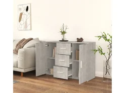 Aparador de madera contrachapada gris hormigón 91x29,5x65 cm ES37114