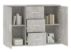 Aparador de madera contrachapada gris hormigón 91x29,5x65 cm ES37114