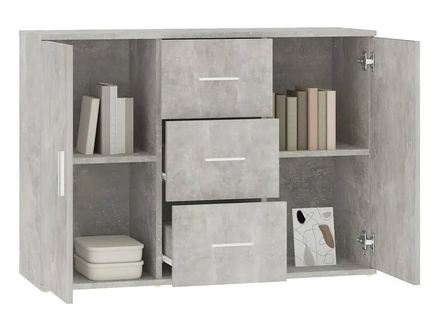 Aparador de madera contrachapada gris hormigón 91x29,5x65 cm ES37114