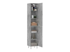 Aparador de madera contrachapada gris hormigón 34,5x34x180 cm ES53105