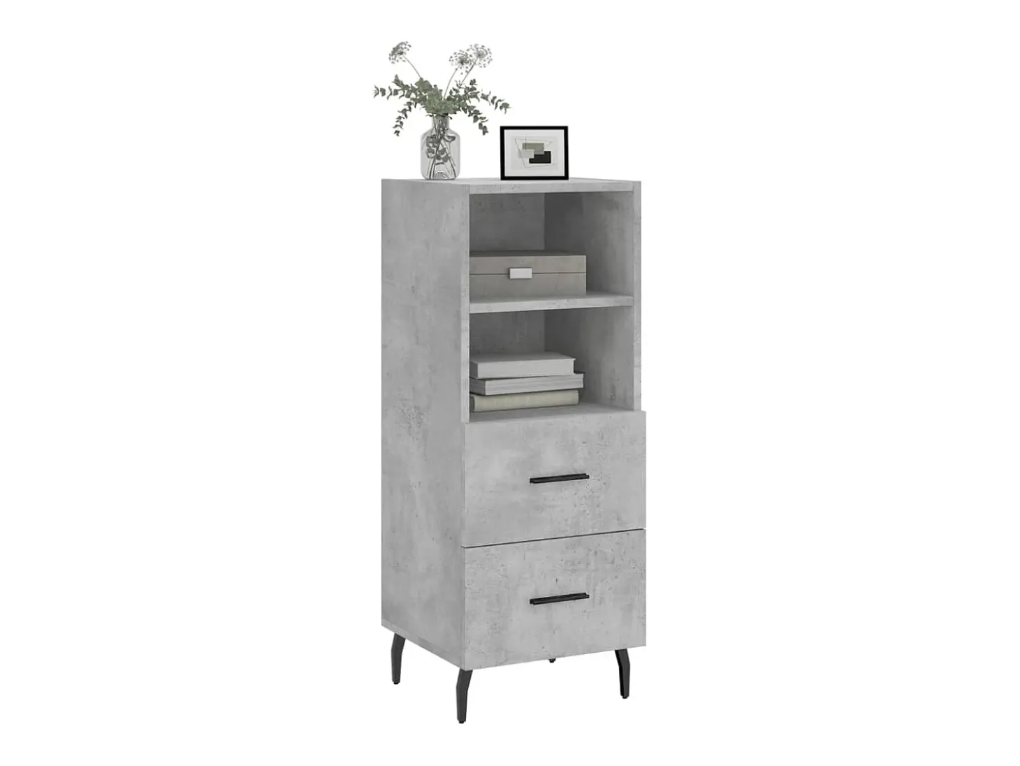 Aparador de madera contrachapada gris hormigón 34,5x34x90 cm