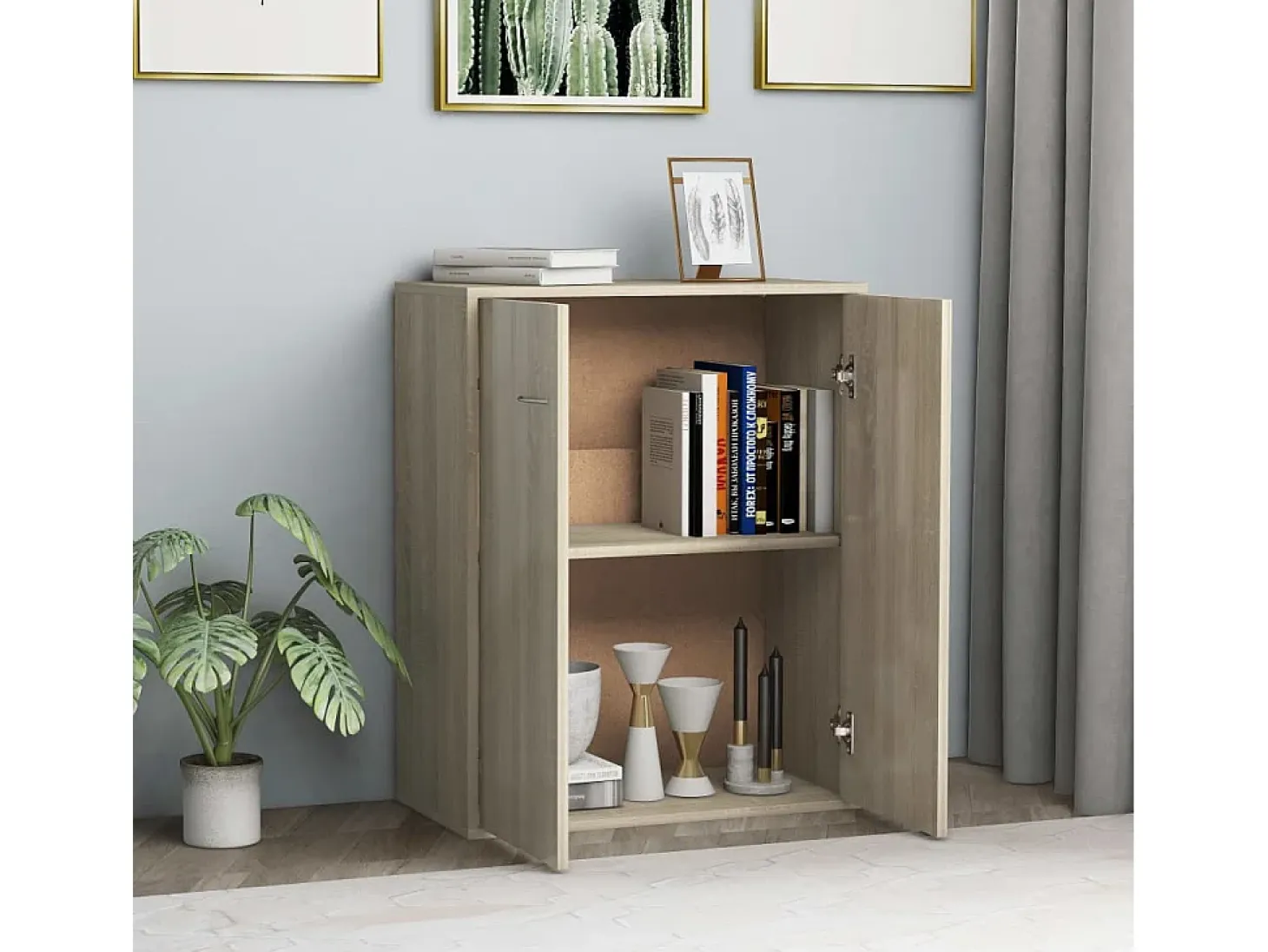 Aparador de madera contrachapada color roble Sonoma 60x30x75 cm ES34214