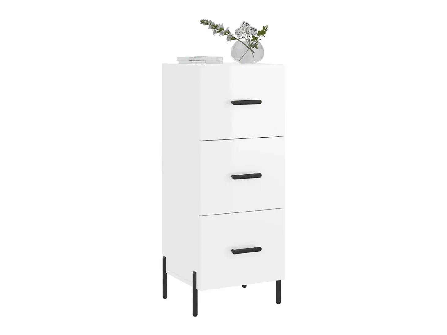 Aparador de madera contrachapada blanco brillante 34,5x34x90 cm ES95034
