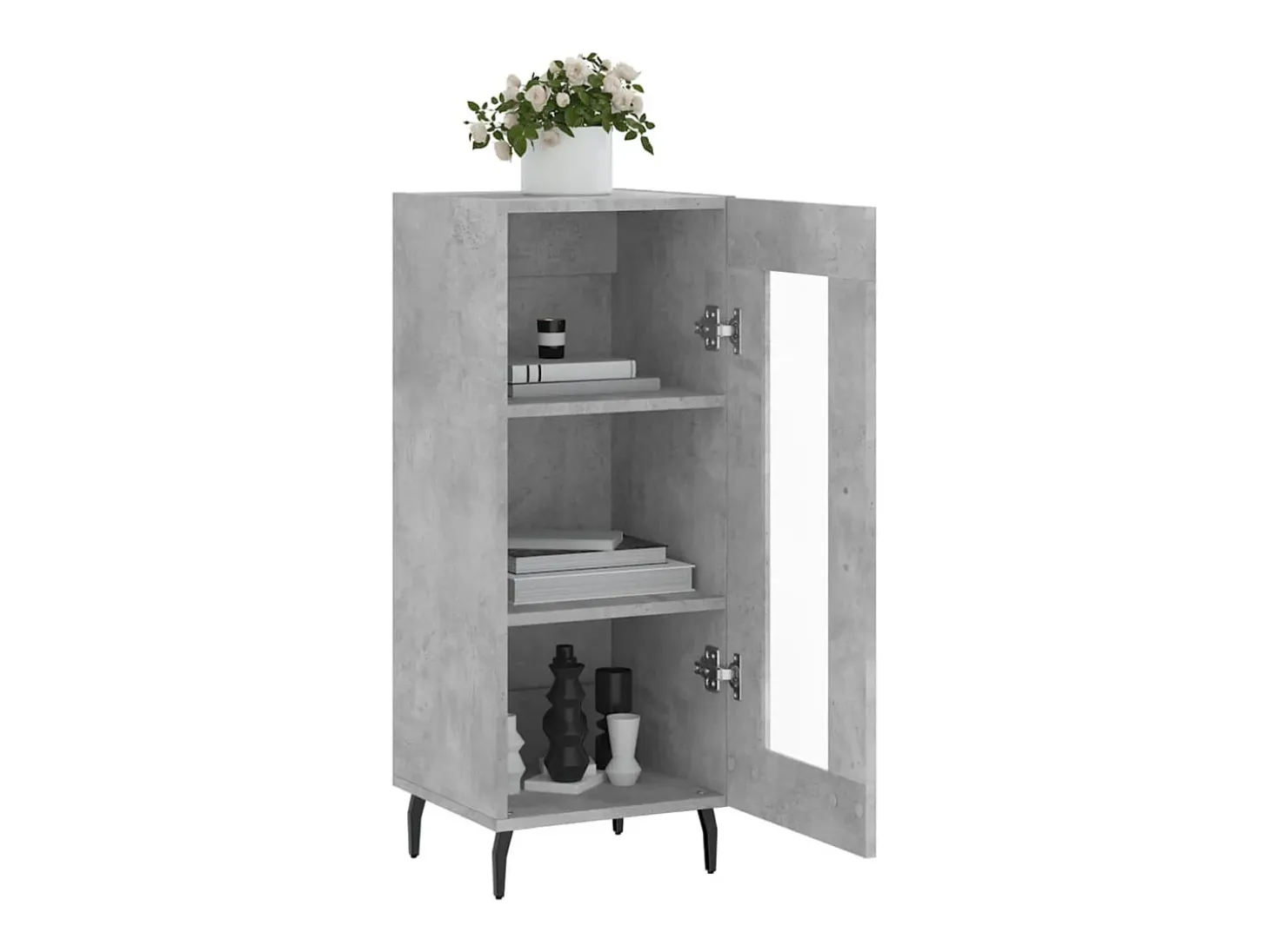 Aparador de madera contrachapada gris hormigón 34,5x34x90 cm