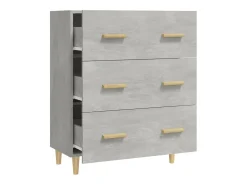 Aparador de madera contrachapada gris hormigón 70x34x90 cm