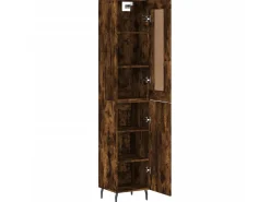 Aparador de madera contrachapada roble ahumado 34,5x34x180 cm ES71945