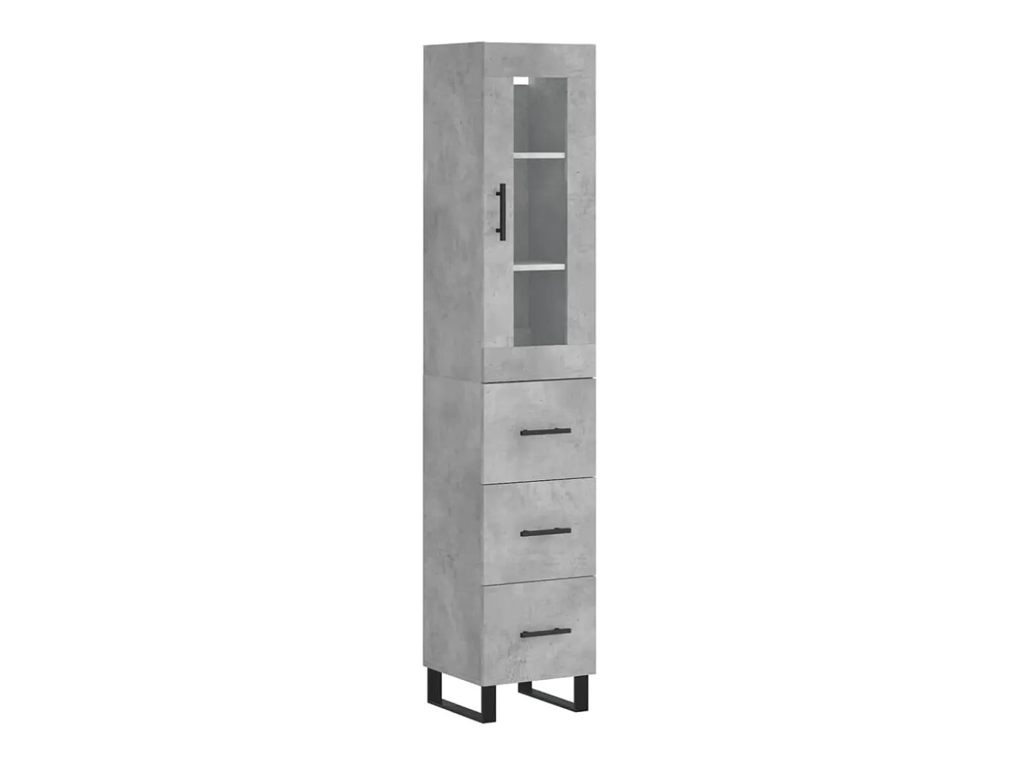 Aparador de madera contrachapada gris hormigón 34,5x34x180 cm