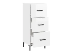 Aparador de madera contrachapada blanco brillante 34,5x34x90 cm ES51074