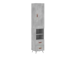 Aparador de madera contrachapada gris hormigón 34,5x34x180 cm ES81537
