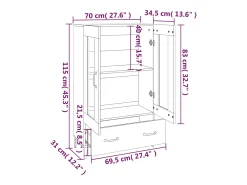 Aparador de madera contrachapada roble ahumado 70x31x115 cm