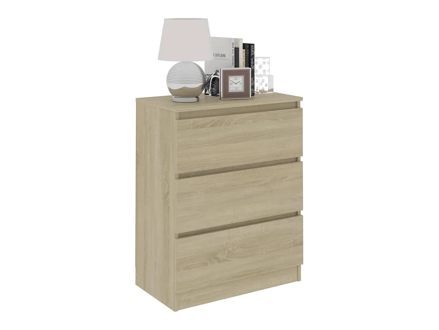 Aparador de madera contrachapada color roble Sonoma 60x35x76 cm ES66096