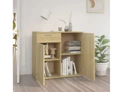 Aparador de madera contrachapada color roble Sonoma 80x36x75 cm