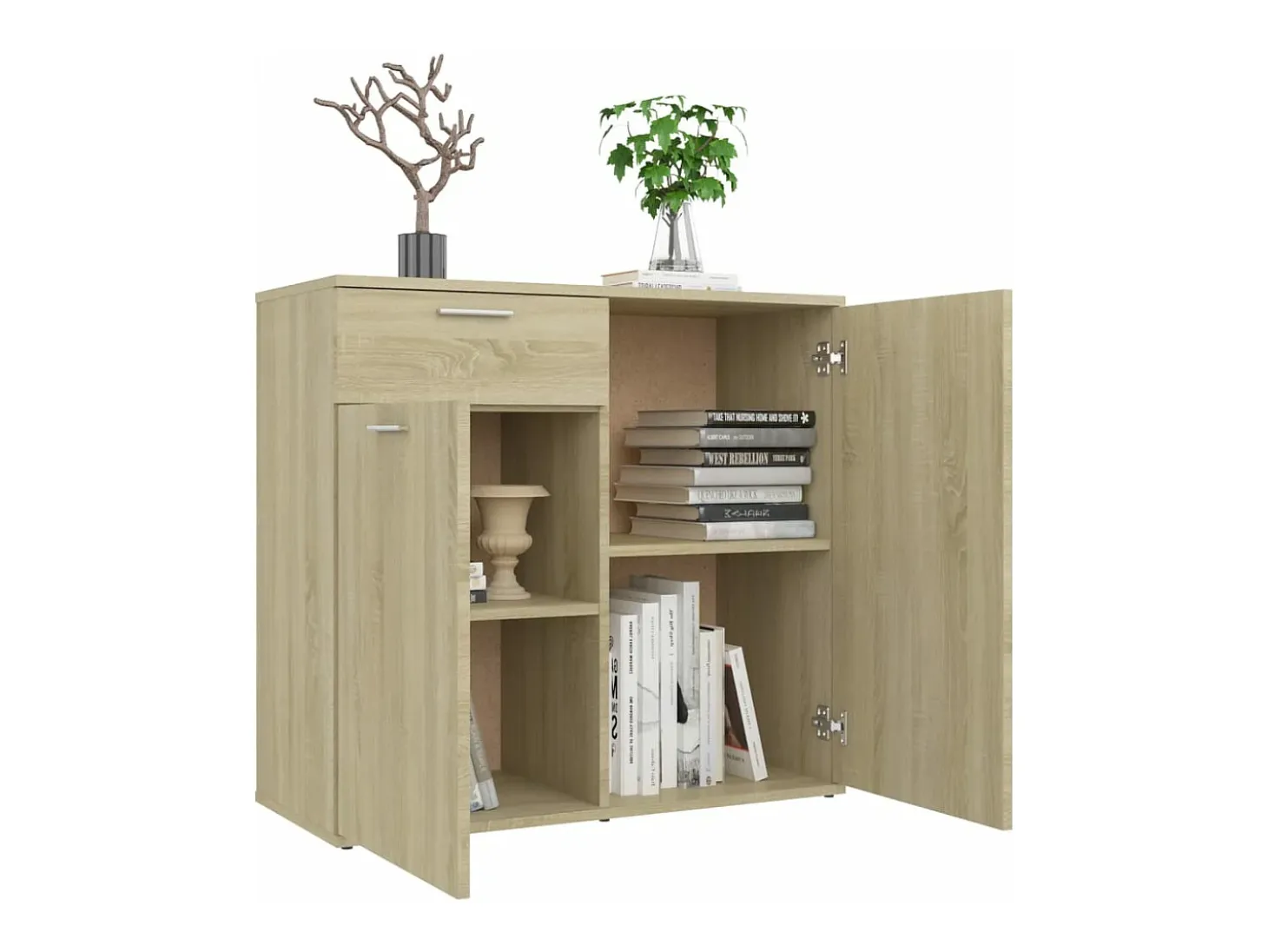 Aparador de madera contrachapada color roble Sonoma 80x36x75 cm