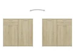 Aparador de madera contrachapada color roble Sonoma 80x36x75 cm
