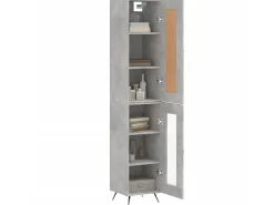 Aparador de madera contrachapada gris hormigón 34,5x34x180 cm ES94174