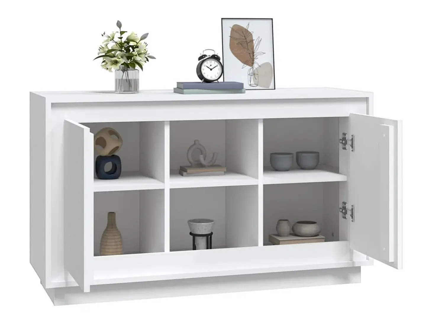 Aparador de madera contrachapada blanco 102x35x60 cm