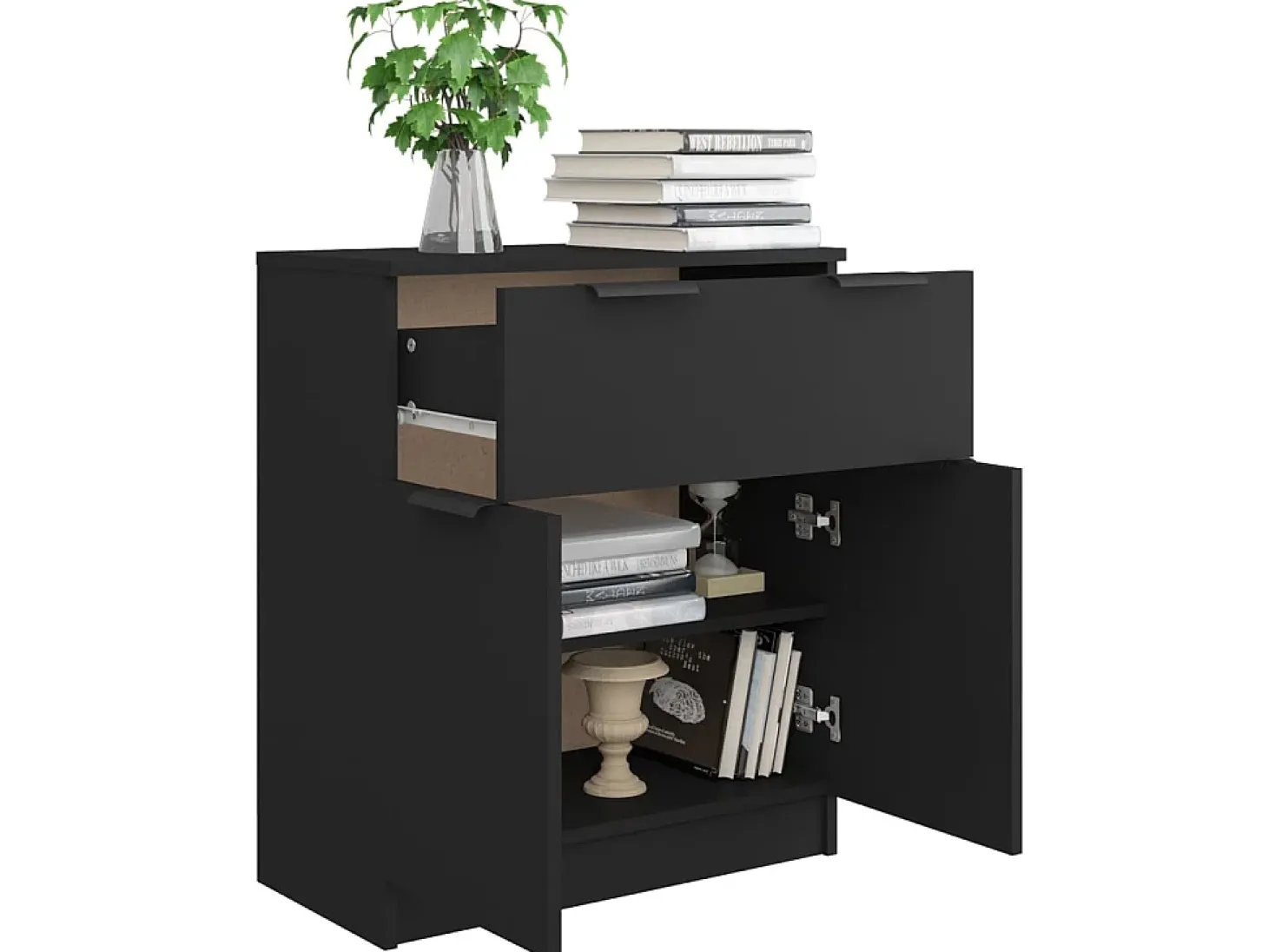 Aparador de madera contrachapada negro 60x30x70 cm ES34059