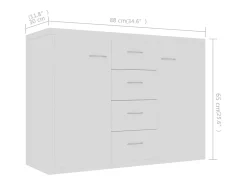 Aparador de madera contrachapada blanco 88x30x65 cm