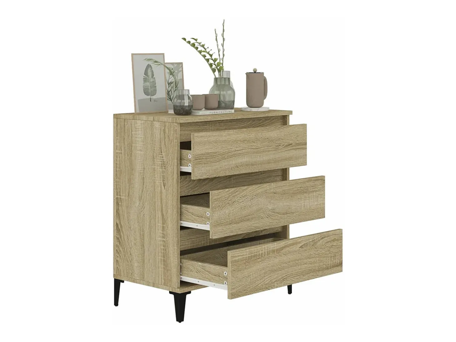 Aparador de madera contrachapada roble Sonoma 60x35x70 cm