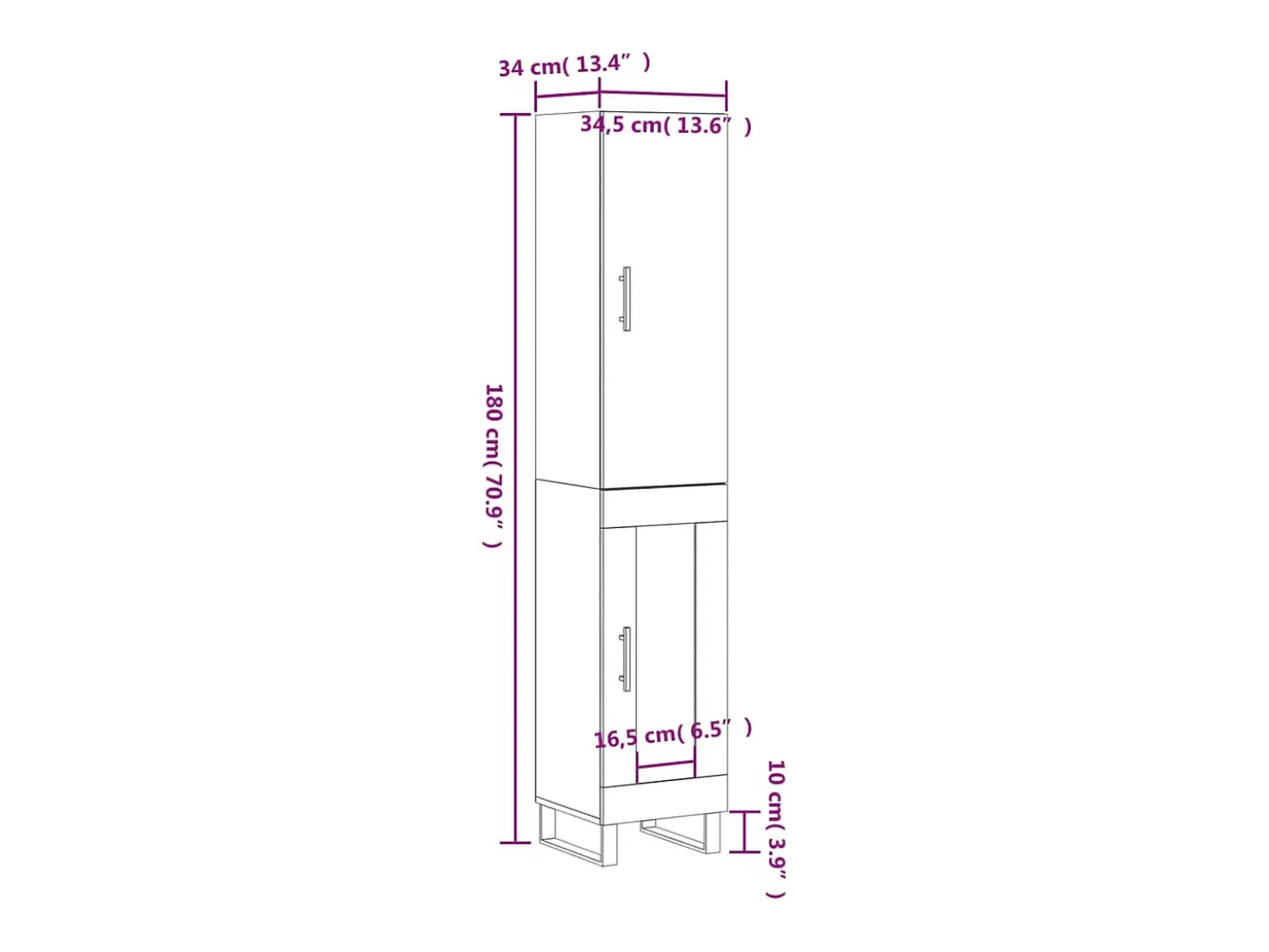 Aparador de madera contrachapada roble Sonoma 34,5x34x180 cm