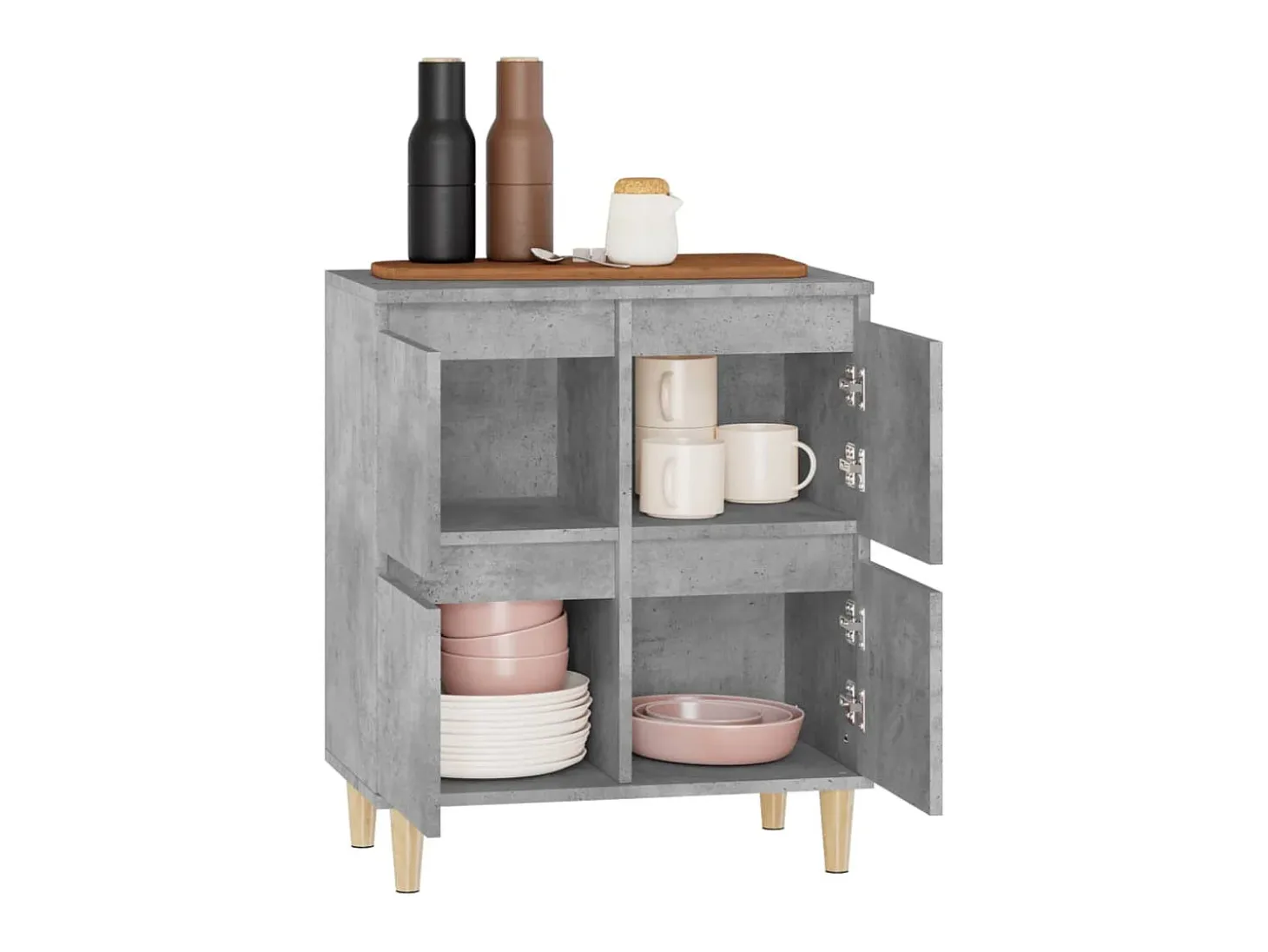 Aparador de madera contrachapada gris hormigón 60x35x70 cm ES97193